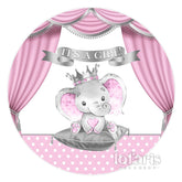 Rosa Vorhang Mit Elefant Baby Mädchen Runden Hintergrund